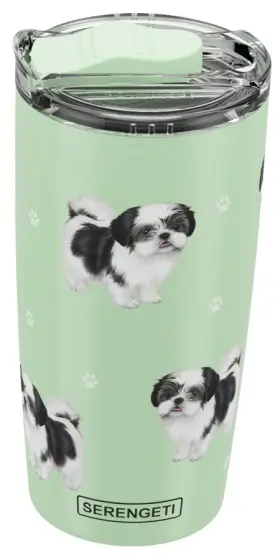 Sopewod 631384646906 Shih Tzu Serengeti 16 Oz. Stainless Steel 20 Ounces Black Tumbler