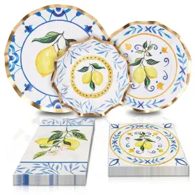 Sophistiplate 840266615248 64pcs Tableware Set. Decorative Paper Plates. Premium Heavyweight Plates For Par