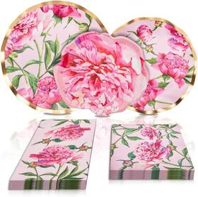 Sophistiplate 840266629108 64pcs Tableware Set. Decorative Paper Plates. Premium Heavyweight Plates For