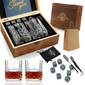 Sovyime 821907107179 Whiskey Gifts For Men Glasses Set Of 310ml Transparent Wood Color