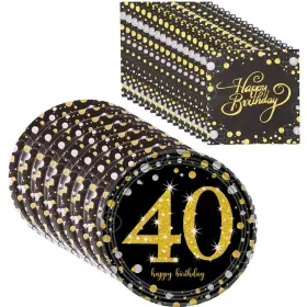Napkins40th Spaboy 735305624070 Black And Gold 40th Birthday Plates Birthday/anniversary Part