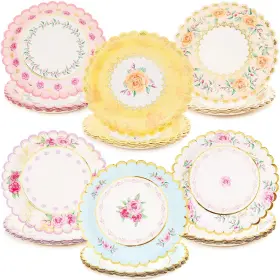 Sparkle And Bash 194425208056 48 Floral Paper Plates Vintage Tea Party Supplies Wedding Bridal Baby Shower
