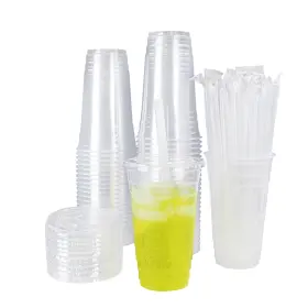 825829 Spec101 To Go Smoothie Cup 50pk - 24oz Clear Plastic Cups With Lids And Straws