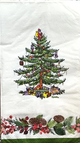 Spode 009292914095 32 Ct Pinecone Christmas Tree Paper Guest Towels Dinner Napkins 3 Ply