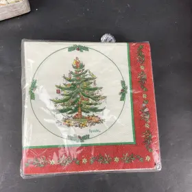 0113870 Spode Christmas Tree Paper 3-ply 40 Lunch Napkins New 6.5 Inch X