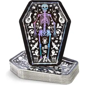 Spooky Central 194425395244 Skeleton Coffin Paper Plates For Halloween Party 10 In 48 Pack