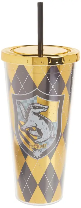 21611 Spoontiques Harry Potter Acrylic Foil Cup With Straw 20 Ounces Hufflepuff