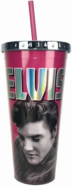 Spoontiques 758606498072 Elvis Foil Cup With Straw 20 Ounces