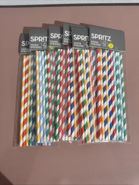 053-21-2541 Spritz Lot Of 6 Strips Paper Straws 10 Count Each 60 Total New