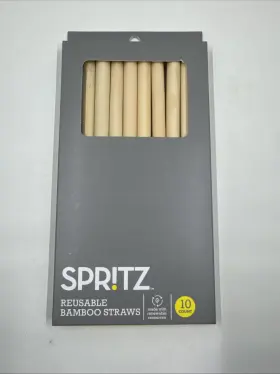 Spritz 191908794150 Reusable Bamboo Straws 10 Count With Straw