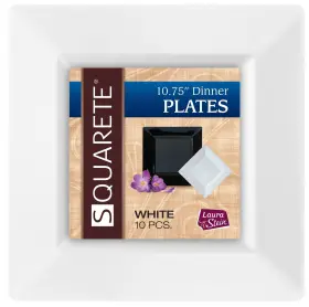 Squarete Hexagons 812514014011 White Hard Plastic Elegant Disposable 10ftft Inch Dinner Plates 1 Pack Of