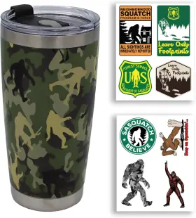 Tmb000-parent Squatch Metalworks Camo Bigfoot/sasquatch All Around Tumbler - Stainless Steel Large Green