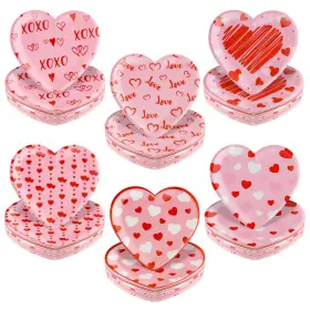Lk-25loveplates3-2 Sqzrmdcg 60 Pcs Valentines Day Disposable Heart Paper 9 Inches Red Pink