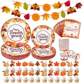 Ssailue Decor 745302831654 Thanksgiving Party Supplies Fall Plates And Napkins Disposable D