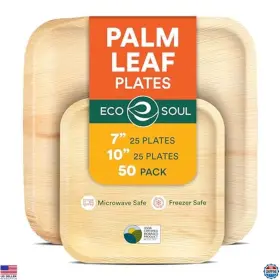 B0bwdg573h Stanley Compostable Palm Leaf Square Plates 7 And 10 Inch 50 Count - Eco-friendly