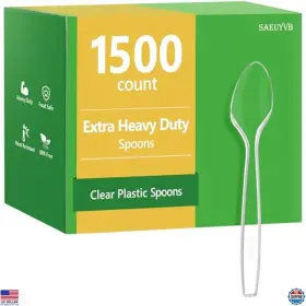 B0dph5ksw8 Stanley 1500 Heavy Duty Clear Plastic Spoons - Bpa-free Disposable Party And Event Use