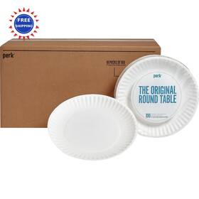 Staples Pk56516ct/53196 Paper Plates 9 Inch 1000 Pack Disposable Light Foods White Perk Economy