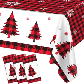 Ah3108-03 Staraise 3pcs Christmas Tablecloth Winter 86.6 X 51.2 Inches Red And Black