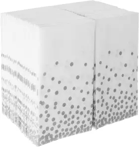 Starmar 601547368945 Silver Guest Towel Napkins - Disposable Hand Towels 100 Pack White