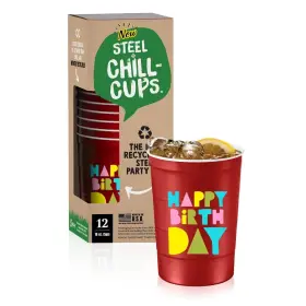 Steel Chill Cups 850035145524 16 Oz. Party Fthappy Birthdayft Balloon Design For B