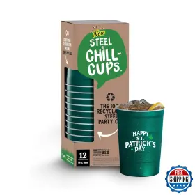 B0dqy1m8q5 Steel Chill Cups 16 Oz. St. Patricks Day Clover Design Cold Drink Party Tumbler