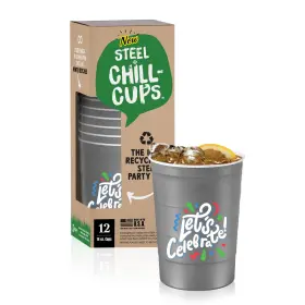 Scc016012gylcaz Steel Chill Cups 16 Oz. Party Ftlets 12 Count Lets Celebrate Gray