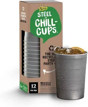 Scc016012gywhaz Steel Chill Cups 16 Oz. Party Perfect For Cold Drinks Sturdy 12 Count Pack Of 1 Gray