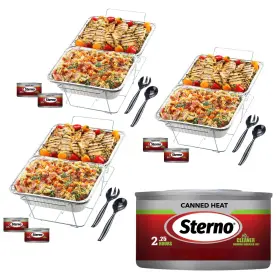 70222 Sterno Disposable Chafing Dish Buffet Set Of 3 Full-size Dishes For