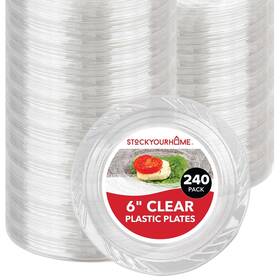 Stock Your Home 2nz921-3723 6-inch Plastic Dessert Plates 240 Pack - 6 Inch Clear