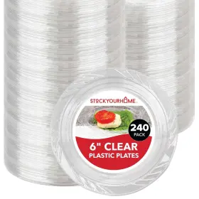 2nz921-3723 Stock Your Home 6-inch Plastic Dessert Plates 240 Pack - 6 Inch Clear