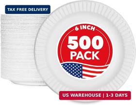 Stock Your Home 817496023761 6-inch Paper Plates Uncoated Everyday Disposable Dessert 6 Inch Plate