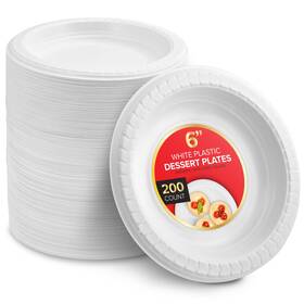 Stock Your Home 840342302963 200 Count Premium White Plastic Plates 6 Inch Small