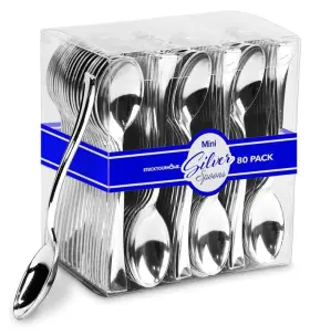 2962 Stock Your Home 840342303014 Silver Mini Spoons 80 Ct 4 In Disposable Appetizer