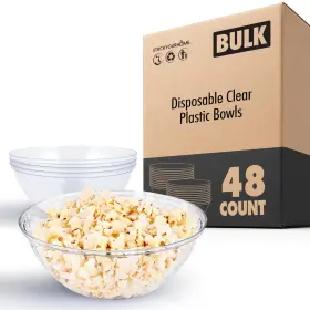 Stock Your Home 840342313266 Disposable Clear Plastic Bowls 48 Pack Stock Your Home 840342313266 Disposable Clear Plastic Bowls 48 Pack