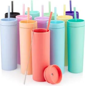 Tumbler-40oz-1 Strata Cups Multicolor Skinny Tumblers 12 Count Pack Of 1