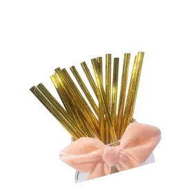 2nz921-1947 Strendier 100pack Gold Foil Paper Straws Disposable Metallic Drinking Straw Biode