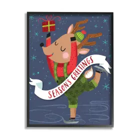 Stupell Industries 196216049350 Seasons Greetings Phrase Dancing Reindeer Ice Skater Designed By Arrolynn W