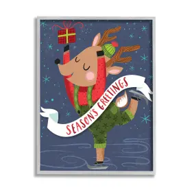 Stupell Industries 196216049374 Seasons Greetings Phrase Dancing Reindeer Ice Skater Designed By Arrolynn W