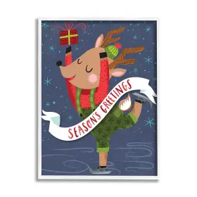 Stupell Industries 196216049404 Seasons Greetings Phrase Dancing Reindeer Ice Skater Designed By Arrolynn W