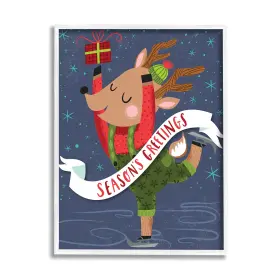 Stupell Industries 196216049411 Seasons Greetings Phrase Dancing Reindeer Ice Skater Designed By Arrolynn W