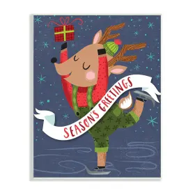 Stupell Industries 196216049442 Seasons Greetings Phrase Dancing Reindeer Ice Skater Designed By Arrolynn W