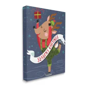 Af-693 Stupell Industries 16x20 Seasons Greetings Phrase Dancing Reindeer Ice Skater Designed By Arrolynn W