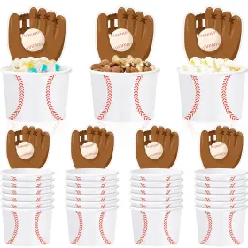 B0bkt2zrbd Suclain 24 Sets Baseball Paper Bowls With Cards For Parties Ice Cream Snacks