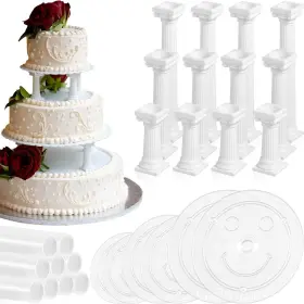 Suclain-ko-0497 Suclain 27 Pcs Cake Tier Stacking Kit Including 12 3 Size Roman White Clear