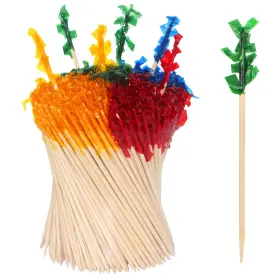 Sugormek 709632886289 1000pcs 2.5 In Wooden Frill Picks Cocktail With Assorted Colors4colorfor C