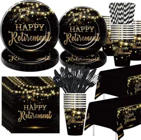 Skt0050 Suhelkit Retirement Decorations Party Supplies Happy Black Gold