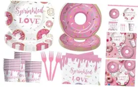 Skt0151 Suhelkit Donut Baby Sprinkle Decorations Tableware Girl - Pink Sprinkled With