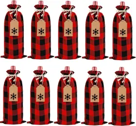 Dk377s1p1 Suloli Christmas Burlap Wine Bags 12 Pcs Jute Buffalo 1 Count Pack Of 2