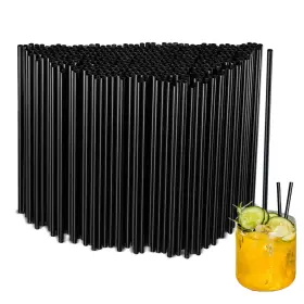 Summerdate 768420544244 500pcs Black Disposable Straws 5.12 Straight Straw 0.16ft Diameter For Kit