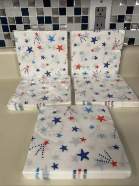 Sun Squad 198850118461 Stars Disposable Napkins 30ct White Red Blue Paper Party X5